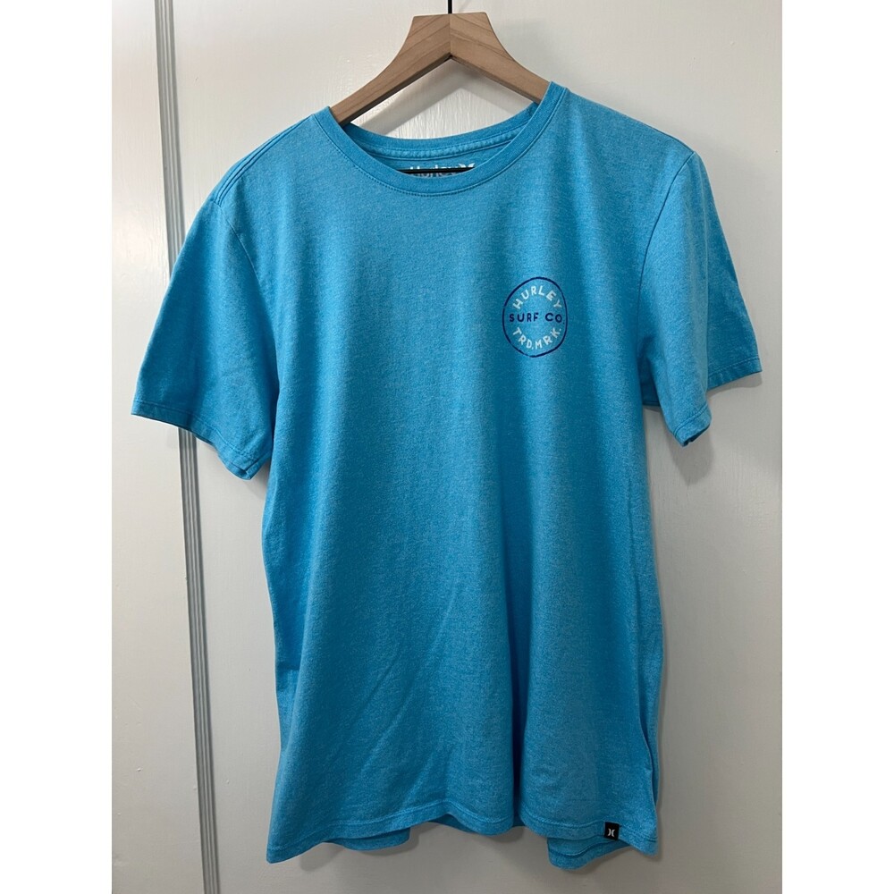 Hurley Surf Co. Men's Blue White Graphic T Shirt Polyester Cotton Viscose Size M
